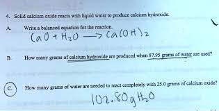 Solid Calcium Oxide Reacts With Liquid