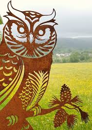 Rusty Metal Owl Owl Garden Ornaments