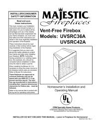 Majestic Fireplaces Uvsrc36a Operating