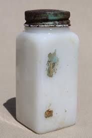 Old Antique Vintage Milk Glass Jars