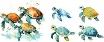 Watercolor Sea Turtle Vector Images