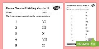 Roman Numerals 1 10 Matching Worksheet Teacher Made