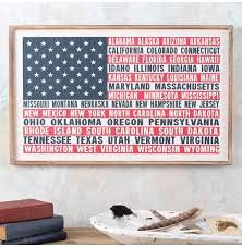 American Flag With States Wall Decor