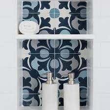 blue gray navy shower niche design ideas