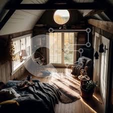 inviting loft bedroom with wooden