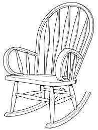 line ilration wood rocking chair