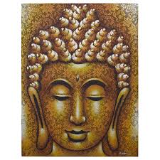 Buddha Canvas Wall Art Gold Hand