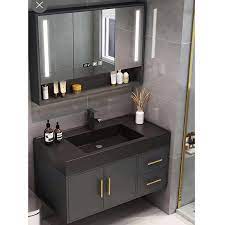 Gray Bathroom Vanity Set With Black