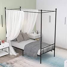 If you build the frame too small, friction can cause the wooden frame to rub right through the fabric on the box spring and mattress. Buy Weehom Metal Canopy Bed Frame Platform Bed 4 Posters Sturdy Steel Mattress Foundation With Headboard And Footboard Box Spring Replacement Easy Diy Assembly Twin Black Online In Indonesia B0814s3yvg