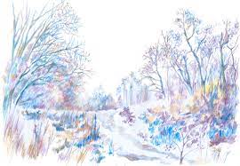 Winter Landscape With Colored Pencils