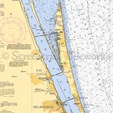 Florida Melbourne Eau Gallie Nautical Chart Decor