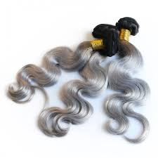 Color 1b Grey Body Wave Brazilian Virgin Hair Weaves 3pcs