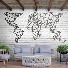 New Metal Wall Art World Map L