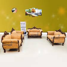 clic triple shade sofa set carved in