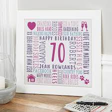 70th birthday personalised gifts for