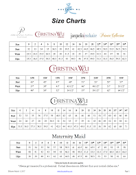 Size Chart Bridal And Formalwear By Jakdrs