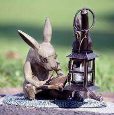 Garden Lantern Sculpture Bunny Statue