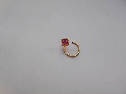 nose stud cork back red stone nose pin