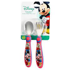 Disney Mickey Mouse Easy Grasp Fork & Spoon, Stainless Steel Toddler  Flatware, 9 Months + - Walmart.com