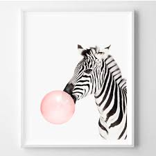 Zebra Pink Bubble Gum Art Digital Print
