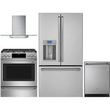 Find great deals on ebay for ge kitchen appliance package. Cafe 1066253 4 Piece Kitchen Appliances Package With Cye22tp2ms1 36 French Door Refrigerator C2s900p2ms1 30 Slide In Dual Fuel Gas Range Cv