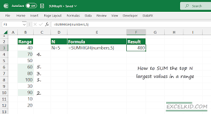 how to sum top n values in excel excelkid