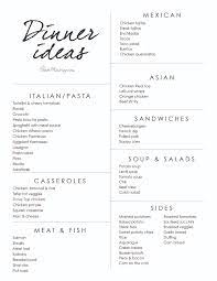dinner idea list and menu house mix