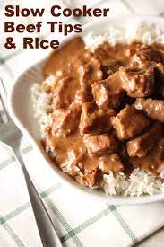 slow cooker beef tips and rice recipe
