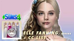 SIMS 4 | CAS | ELLE FANNING as Aurora from Maleficent 😈 - Speed CC build +  CC LIST - YouTube