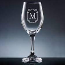 Stately Initial Wine Glass Engraved