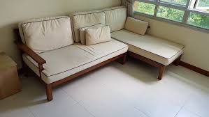 teak l shaped sofa with additional set