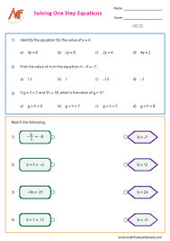 One Step Equation Math Fun Worksheets