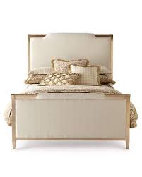 Ivory Upholstered Brass Frame Queen Bed