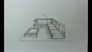 how to draw sofa in 1 point perspective