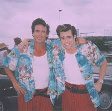 Pet detective movie reviews & metacritic score: Jim Carrey With His Stunt Double On The Set Of Ace Ventura Pet Detective 1994 Moviesinthemaking