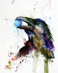 RAVEN Watercolor Print Raven Art Bird Art Raven Painting - Etsy