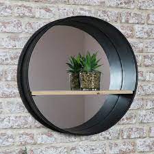 Round Industrial Metal Wall Mirror With