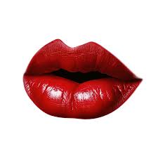red female lips on transpa