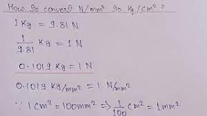 how to convert n mm2 to kg cm2 unit