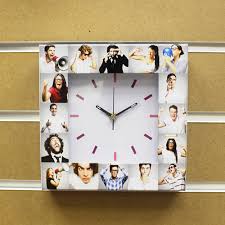 Collage White Basic Large Face Photo Clock