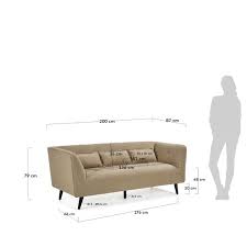 saffron 3 seater sofa in brown 200 cm