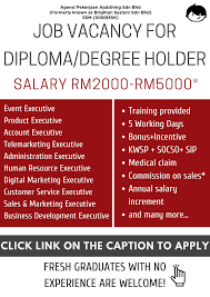 Malaysia masters degrees are organised into semesters, rather than academic years. Maukerja On Twitter Job Vacancies For Diploma Degree Holder Intake From All State In Malaysia Please Click This Link Https T Co Khcyeeetnb And Log In With Your Fb Account To Apply For The Job