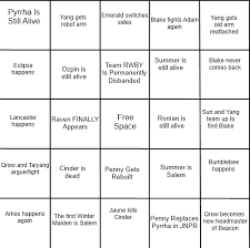 Rwby Volume 4 Bingo Chart Imgur