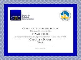 Sample Stc Chapter Volunteer Service Certificate Thank You