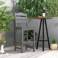 Outdoor Hdpe Bar Stool Patio Tall Bar Chair With Backrest And Footrest 30 Inches Counter Height Barstools For Garden Backyard Gray 1pcs