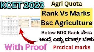 kcet rank vs marks bsc agriculture 2023