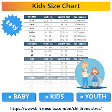 kids sizes charts for boys girls