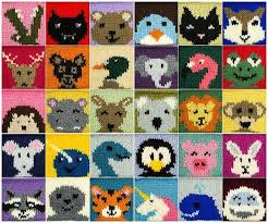 Digital Knitting Pattern 30 Animal Squares Alison