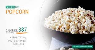 popcorn calories and nutrition 100g