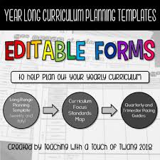 Year Long Curriculum Planning Templates Editable Tpt